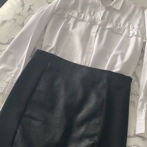 Black pencil skirt with faux leather detail